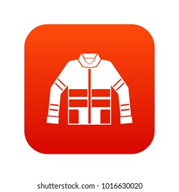 Firefighter jacket icon digital red for any design isolated on white vector illustration