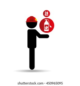 firefighter job with Fire extinguisher icon, vector illustration