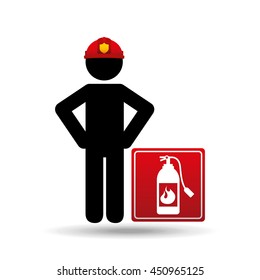 firefighter job with Fire extinguisher icon, vector illustration