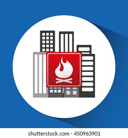firefighter job with fire icon, vector illustration
