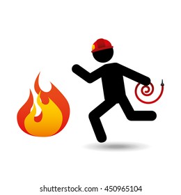 firefighter job with fire icon, vector illustration