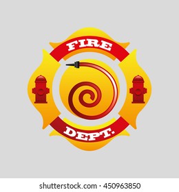 firefighter job with hose icon, vector illustration