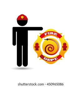 firefighter job with hose icon, vector illustration