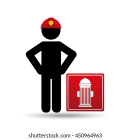 firefighter job wirh Fire hydrant icon, vector illustration