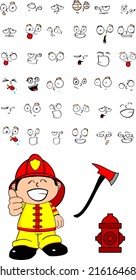 firefighter kid cartoon set in vector format very easy to edit