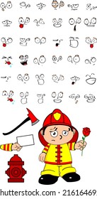 firefighter kid cartoon set in vector format very easy to edit