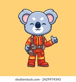Firefighter Koala Cute Cartoon Illustration
