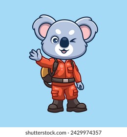 Firefighter Koala Cute Cartoon Illustration