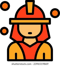 Firefighter Linear Filled Icon Vector Design