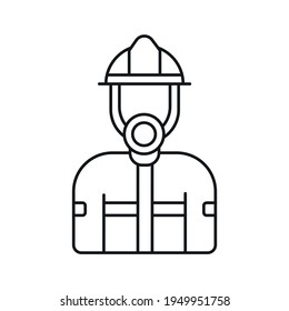 Firefighter linear icon. Rescue service. Thin line customizable illustration. Contour symbol. Vector isolated outline drawing. Editable stroke