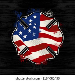 Firefighter Logo with American flag inside, 