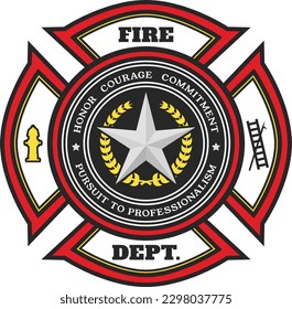 Firefighter logo, american hero icon with flag