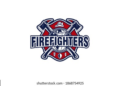 Firefighter logo axe element modern design badge style. simple minimalist. firefighter symbol, firefighter icon.