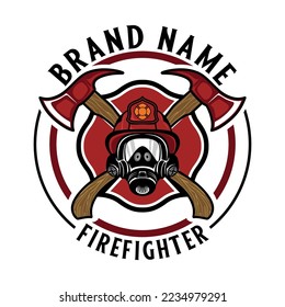 firefighter Logo design. with the concept of axes and fire helmets