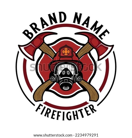 firefighter Logo design. with the concept of axes and fire helmets