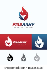 Firefighter Logo, Eagle Fire secure logo vector