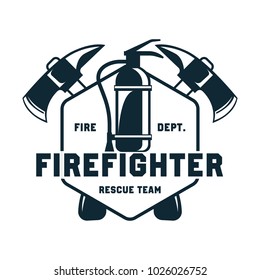 firefighter logo, emblems and insignia with text space for your slogan / tagline. vector illustration