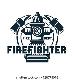 firefighter logo, emblems and insignia with text space for your slogan / tagline. vector illustration