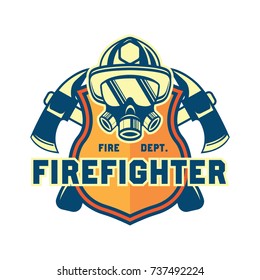 firefighter logo, emblems and insignia with text space for your slogan / tagline. vector illustration