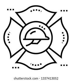 Firefighter logo, emergency services line icon 