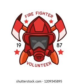 firefighter logo isolated on white background. vector illustration