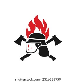 Firefighter logo or symbol on white background. Design for web and print. Vector eps 10