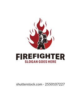 Firefighter logo template Premium Vector