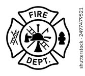 Firefighter maltese cross icon. Clipart image isolated on white background