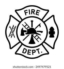 Firefighter maltese cross icon. Clipart image isolated on white background