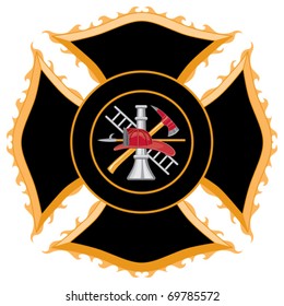 Firefighter Maltese Cross Symbol is six color art that can be easily edited or separated for print or screen print. Each major element is on a separate layer for your convenience.