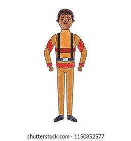Firefighter man cartoon scribble