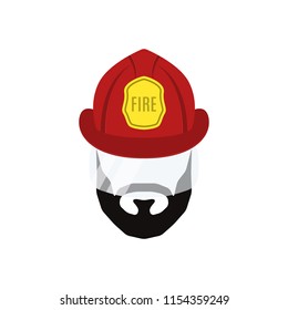 Firefighter man flat icon isolated on white background. Fire Department emblem. Vector illustration.