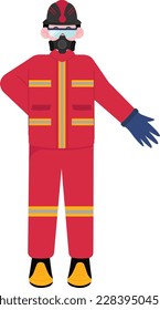 Firefighter Man Standing Pose Illustration