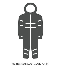 Firefighter man suit solid icon, emergency service concept. Vector graphics. Protective workwear costume sign on white background, glyph style icon for mobile or web design