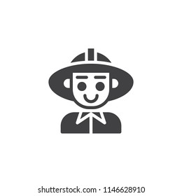 Firefighter man vector icon. filled flat sign for mobile concept and web design. Fireman person simple solid icon. Symbol, logo illustration. Pixel perfect vector graphics