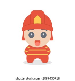 Firefighter mascot character vector illustration