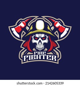 Firefighter mascot logo design vector with modern illustration concept style for badge, emblem and t shirt printing. Skull Firefighter illustration.