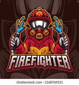 Firefighter Mascot Logo Template Design