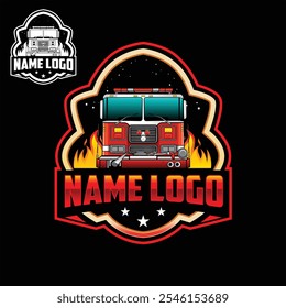 Modelo de logotipo de mascote de bombeiro. Fireman Mascot Logo Design. Vetor de design de logotipo do mascote do bombeiro com estilo de conceito de ilustração moderno para crachá