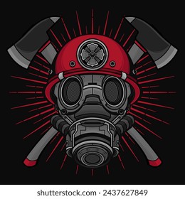 firefighter mascot logo, vector EPS