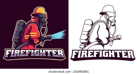 firefighter mascot logo vector illustration