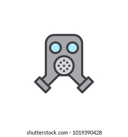 Firefighter mask filled outline icon, line vector sign, linear colorful pictogram isolated on white. Respirator, gas mask symbol, logo illustration. Pixel perfect vector graphics