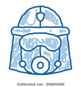 Firefighter Mask Helmet sketch icon vector. Hand drawn blue doodle line art Firefighter Mask Helmet sign. isolated symbol illustration