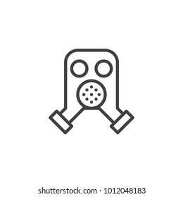 Firefighter mask line icon, outline vector sign, linear style pictogram isolated on white. Respirator, gas mask symbol, logo illustration. Editable stroke