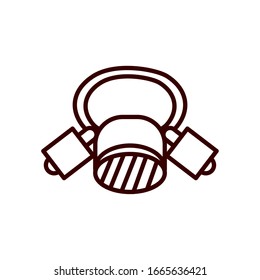firefighter mask line style icon design, Emergency rescue save department 911 danger help safety and aid theme Vector illustration