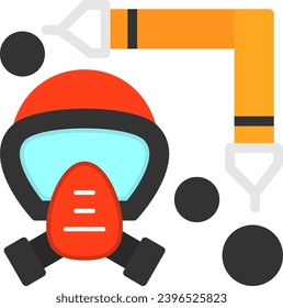 Firefighter Mask Strap Flat Icon Vector Design