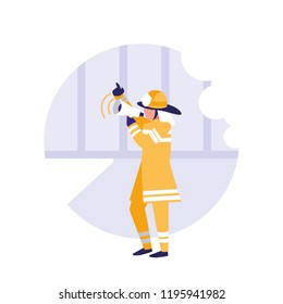firefighter with megaphone avatar character
