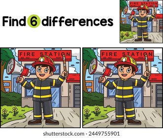 Firefighter with a Megaphone Find The Differences