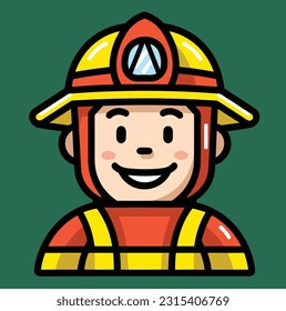 Firefighter, Modern Line Icon, Vector Line Art, Cute Young Character Avatar, Icon Design, Firefighter line icon, Symbol, logo illustration