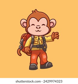 Firefighter Monkey Cute Cartoon Illlustration